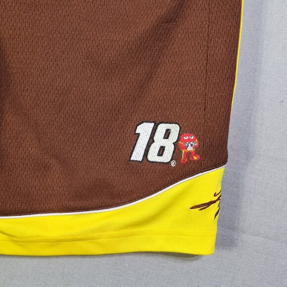 NASCAR m&m's Racing Kyle Busch 18 shorts boys XL(18-20) brown yellow - Picture 3 of 14